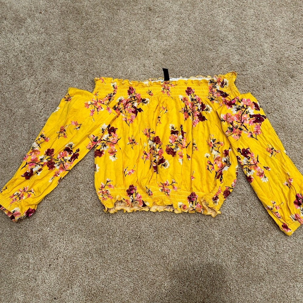 H&M yellow off the shoulder top, size medium